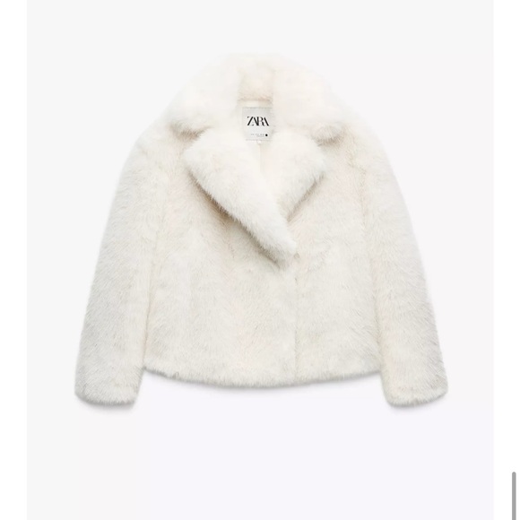 Zara White Faux Fur Jacket - Picture 3 of 6